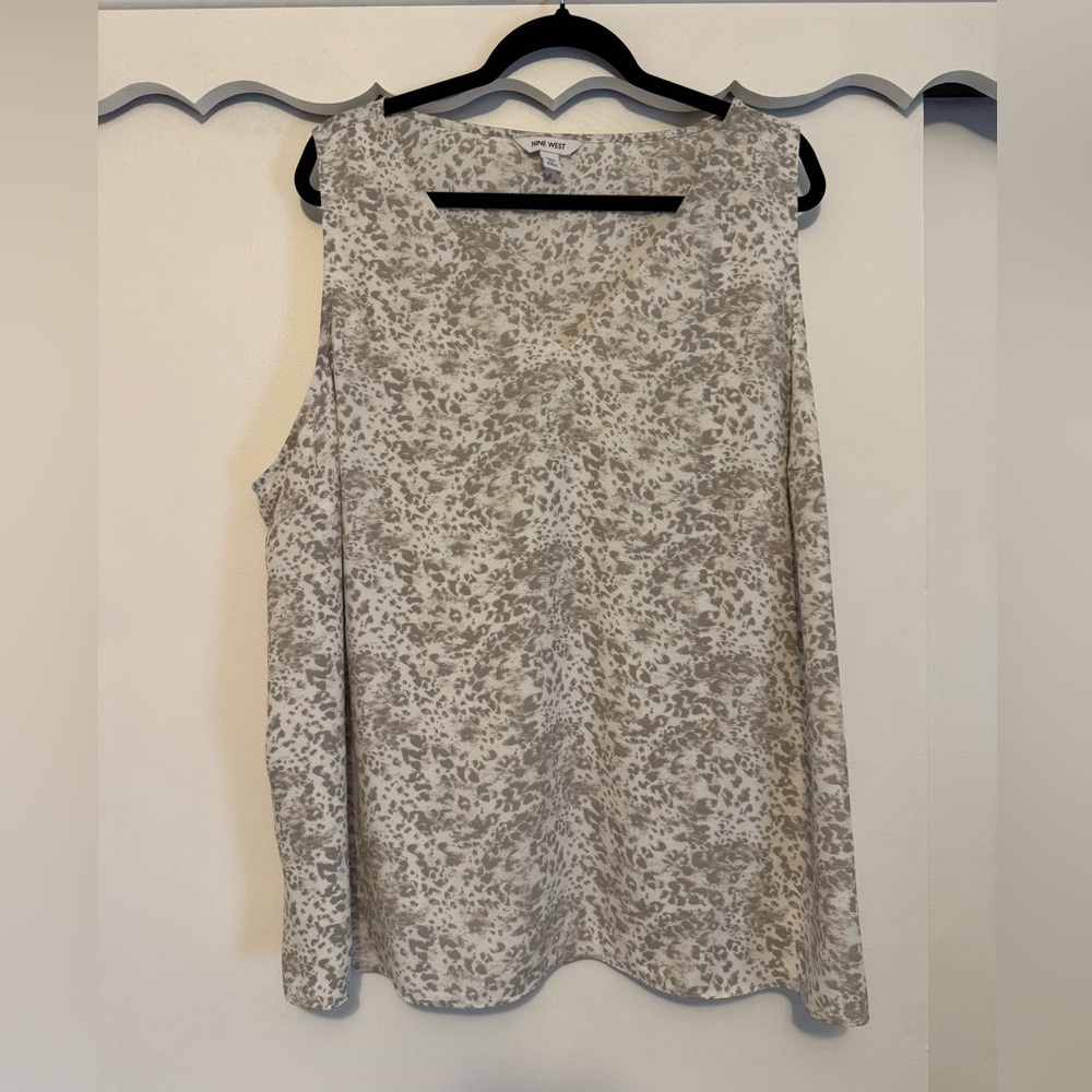 Nine West Cream Leopard Print Women's Tank Top